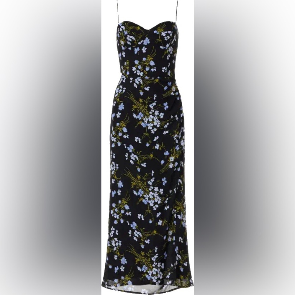 Reformation - Kourtney Black and Lilac Floral Midi Dress